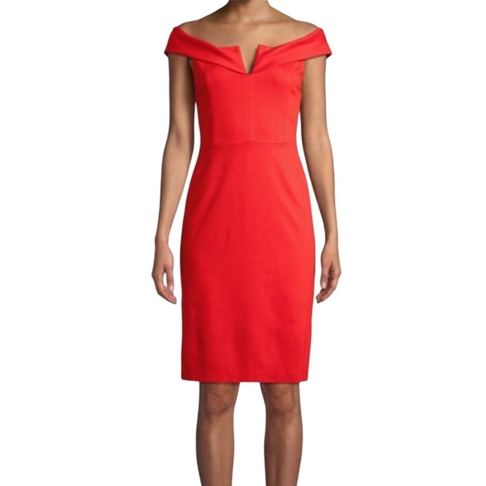 Alice + Olivia Sienna Off-The-Shoulder Sheath Dress Size 6 Red New Sheath